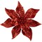 Northlight Artificial Glittered Poinsettia Christmas Floral Pick Clip-On Ornament - 9" - Red